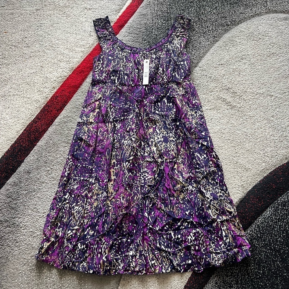 T Tahari Silk Purple Glam Roosevelt Knee Length Shift Dress